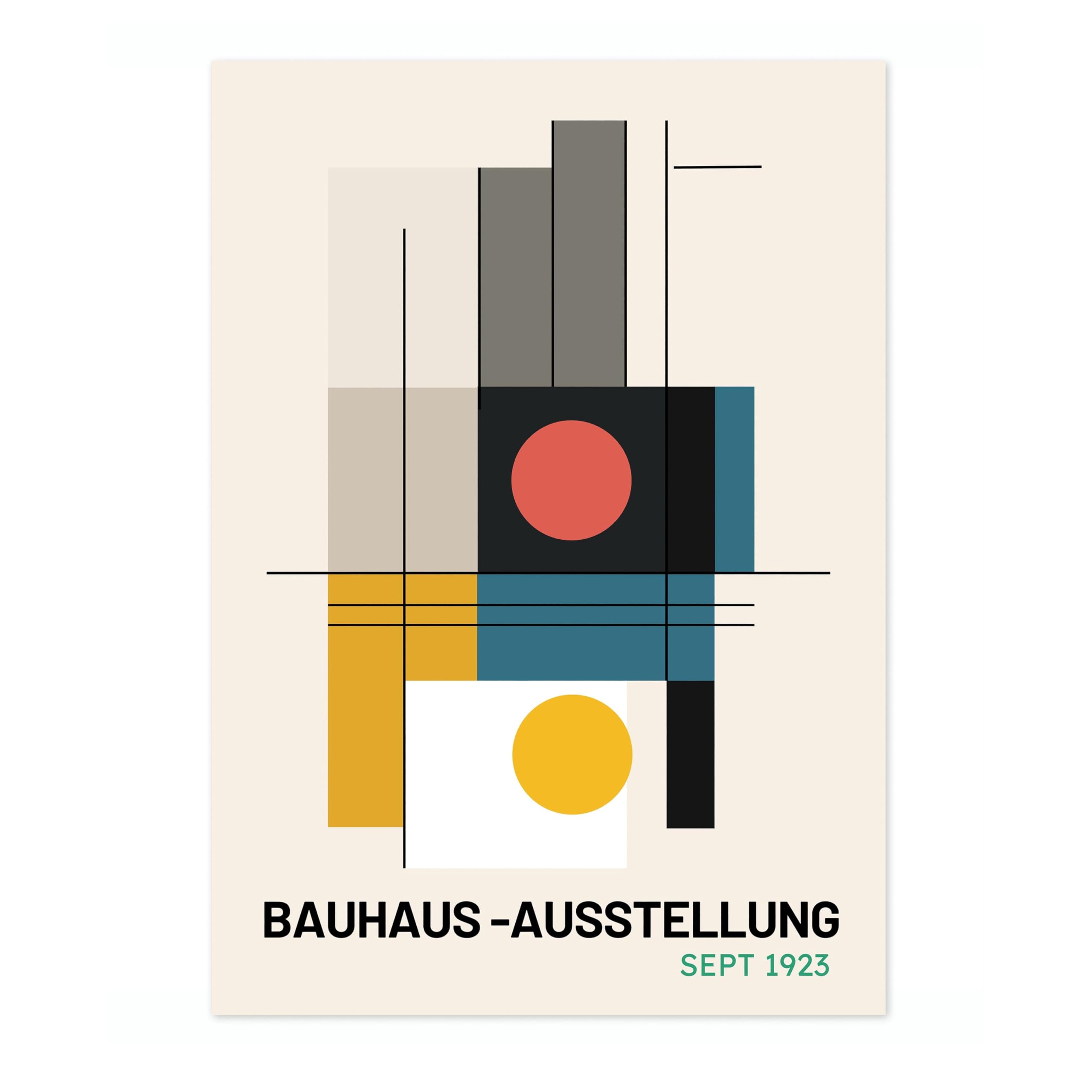 Architectural Construction Bauhaus Poster Mid Century Modern Wall Decor Print, Abstract Geometric Wall Art Boho Abstract Artwork Architecture, Archival Matte, A4 (Print Only) - 29.7x21cm