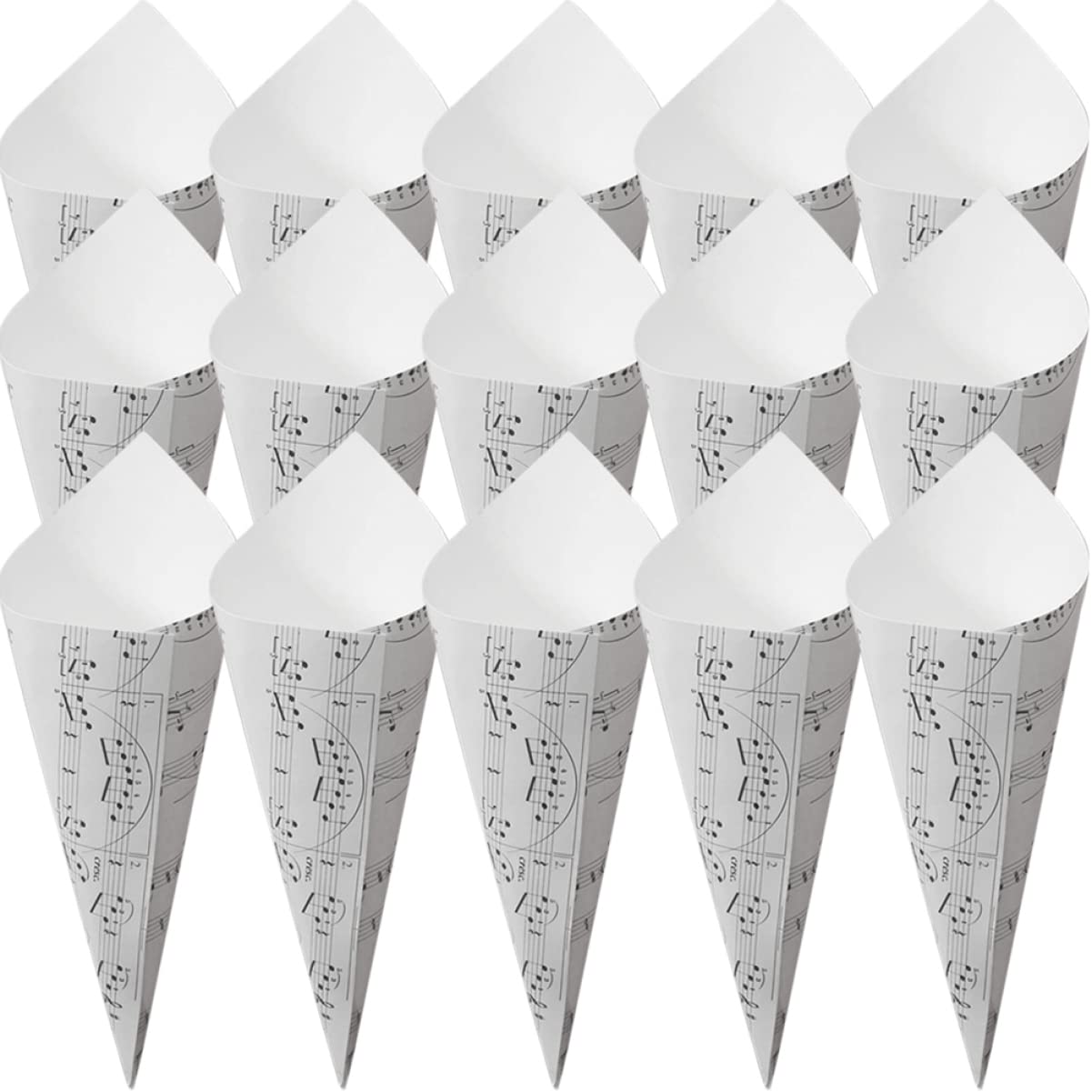 Angoily 50pcs Floral Wrap Paper Cones for Weddings Party Petal Packaging Decorative Flower Wrapping Kit with Musical Notes Design for Bouquets Confetti