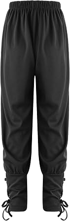 Kids Boys Medieval Renaissance Pirate Pants Elastic Waist Viking Pants Casual Ankle Banded Cuff Trousers