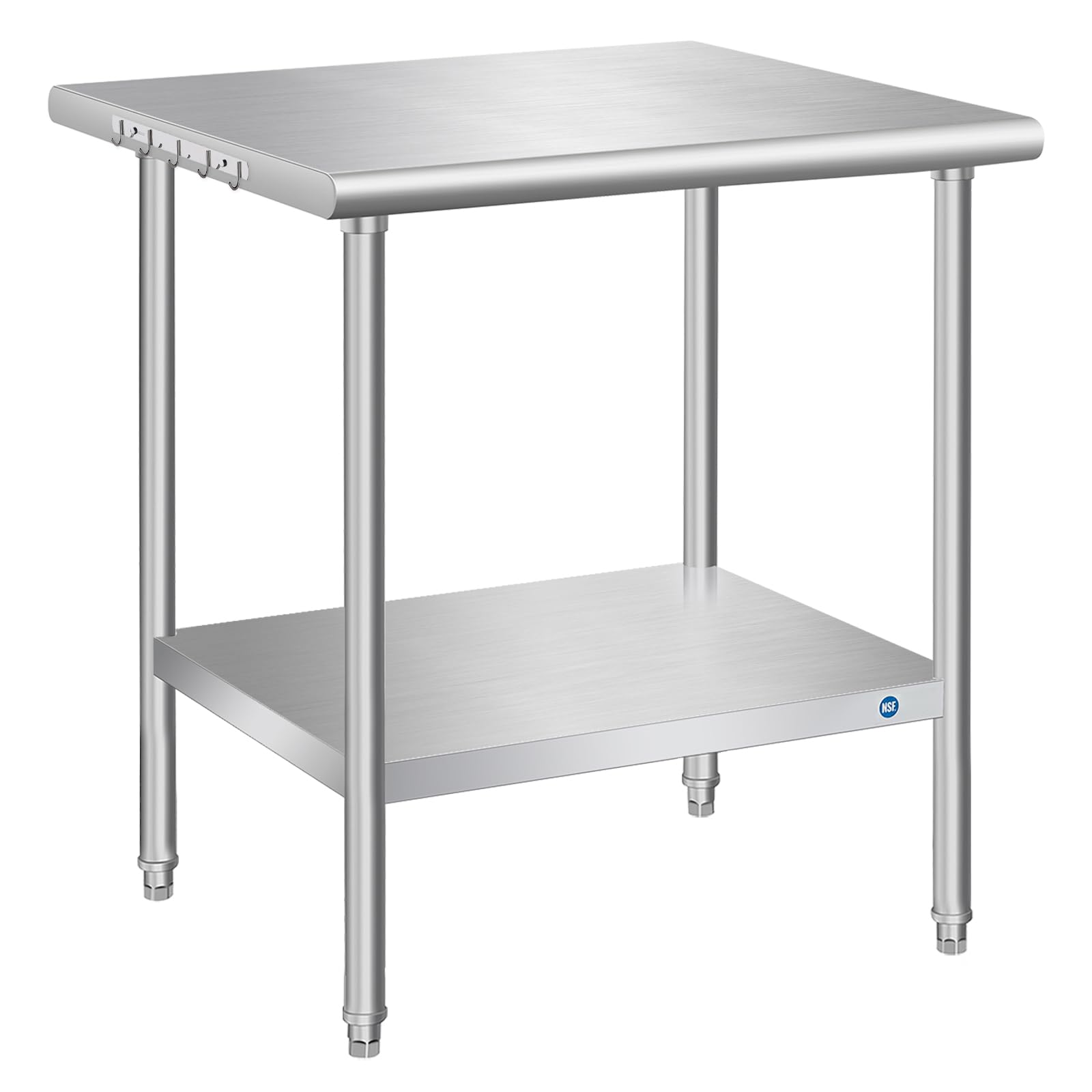 PIUMACU Stainless Steel Table, Stainless Prep Table 30x30 Inch, Commercial NSF Metal Table for Restaurant Kitchen Garage Hotel