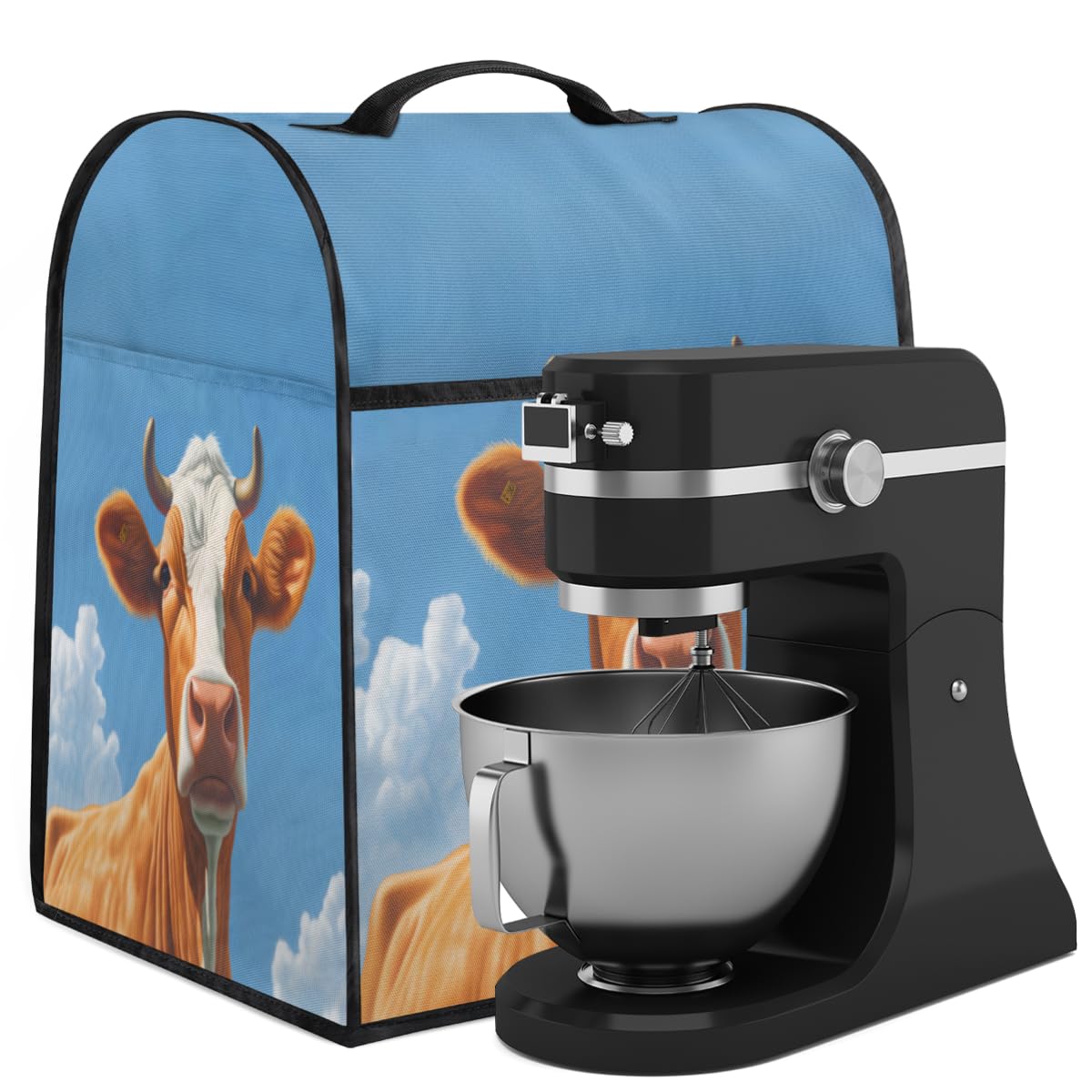 Coffee Maker Cover Cute Watercolor Cow Kitchen Appliance Covers Small Appliance Covers Blender Cover Juicer Cover Dust Covers for Kitchen Appliances with Top Handle and Pockets,Washable,C858