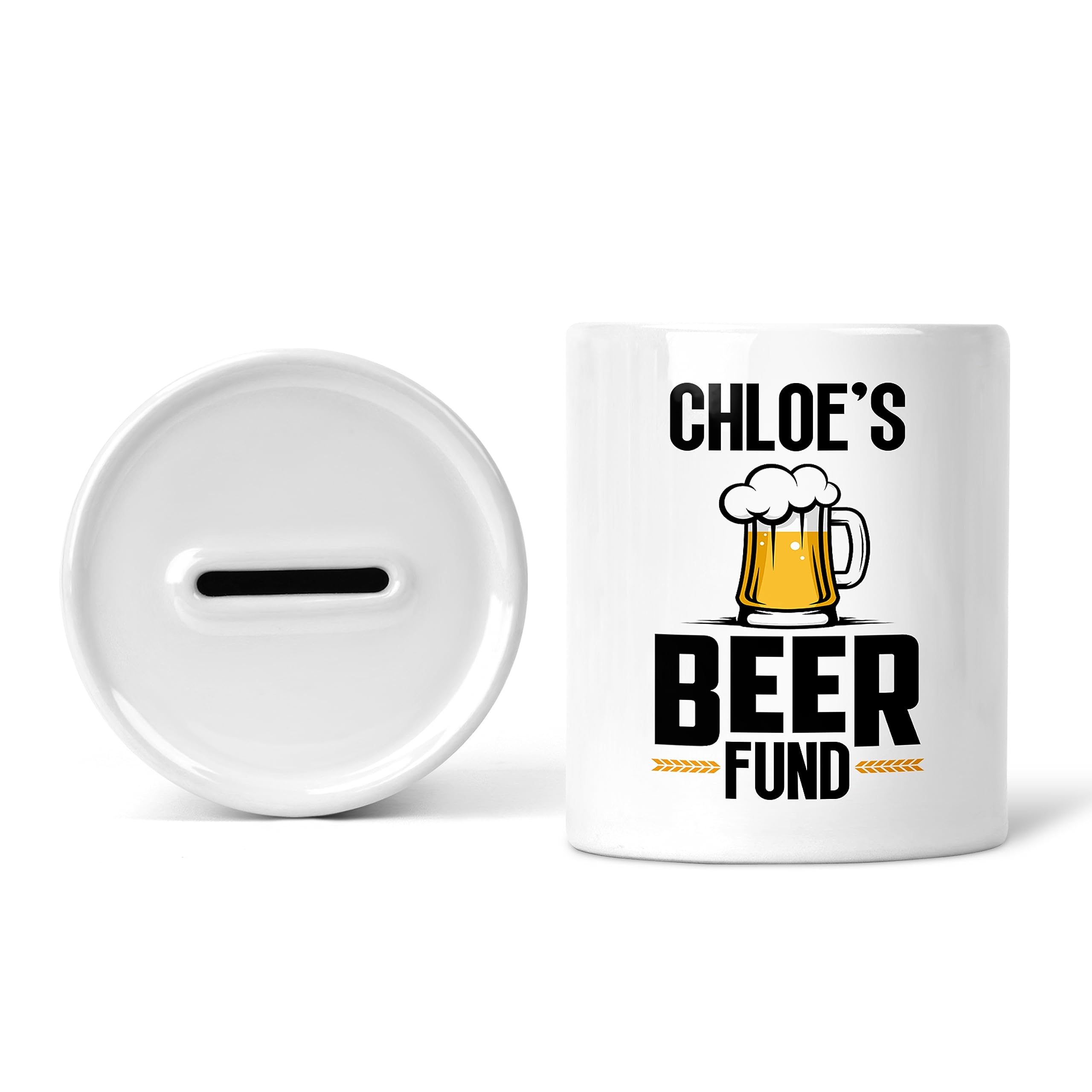 Rib Ticklerz White - Personalised Money Box Beer Fund Funny Piggy Bank Savings Jar Pot Novelty Secret Santa Gift Husband Boyfriend Birthday Christmas Colleague - Mb3