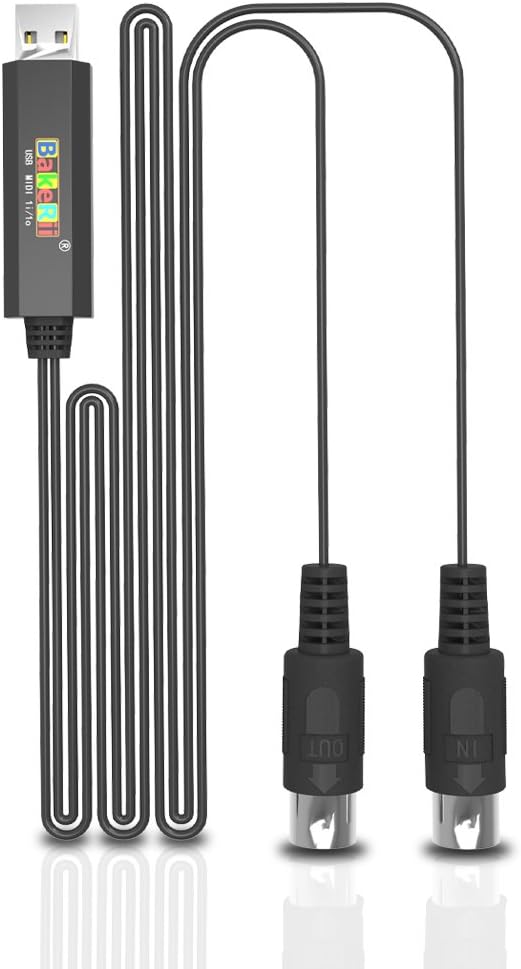 USB INOUT MIDI Cable Converter, Bakerii USB INOUT MIDI
