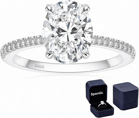 1.5-5CT Oval Moissanite Solitaire Engagement Rings for Women 925 Sterling Silver Promise Ring D Color VVS1 Wedding Rings for Her Size 4-11