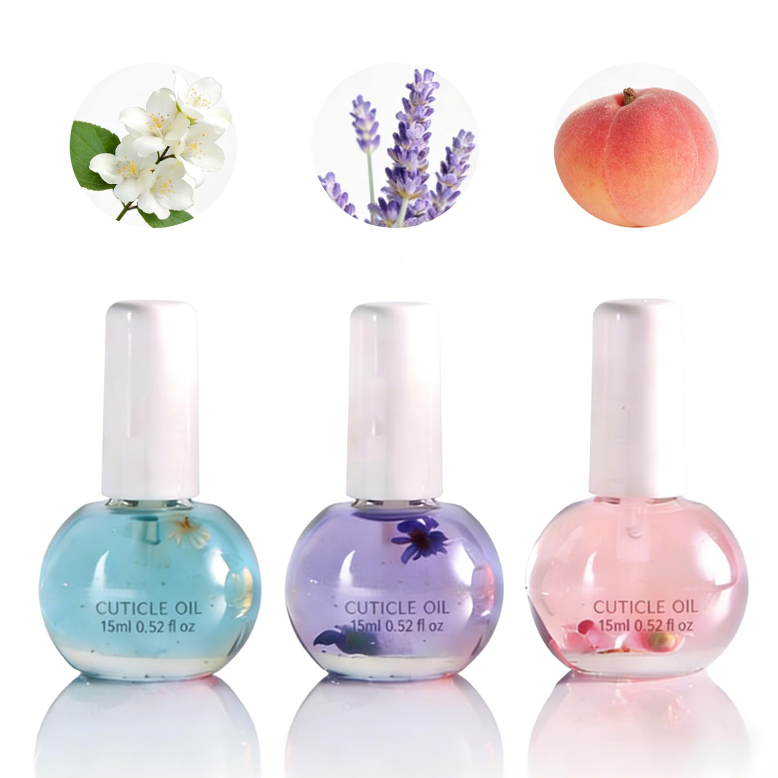 Set Di Olio Per Cuticole Al Profumo Con Fiori 15ml Olio Per Cuticole E Unghie Con Fiori Essiccati O-lio Nutriente Per Unghie E Cuticoles Con Vitamina B Ed E Idratante, Rigenerante