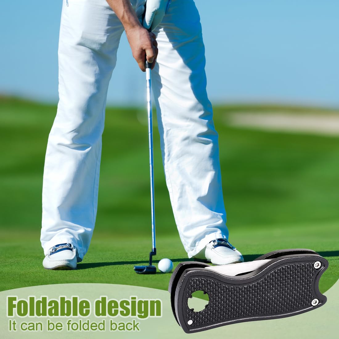 SGERUFZ Golf Reparatur Pitchgabel Edelstahl Multifunktion Tool mit Pop-up-Taste Ball Marker Switchblade Zubehör