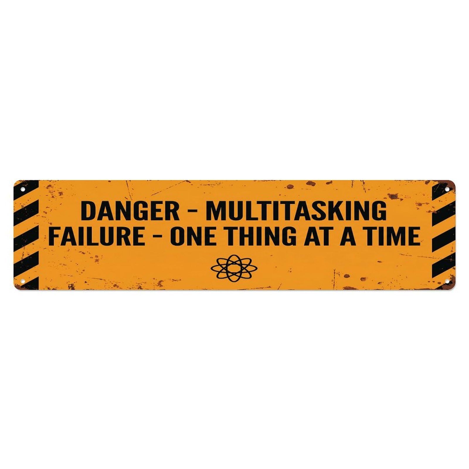 Olhnbad 4X16inch(10X40cm) Vintage Funny Danger Multitasking Failure Warning Metal Tin Sign