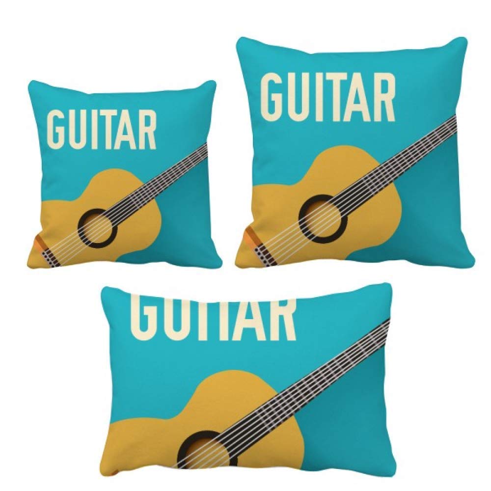Housse de coussin guitare bleu pour salon musical et canapé moderne