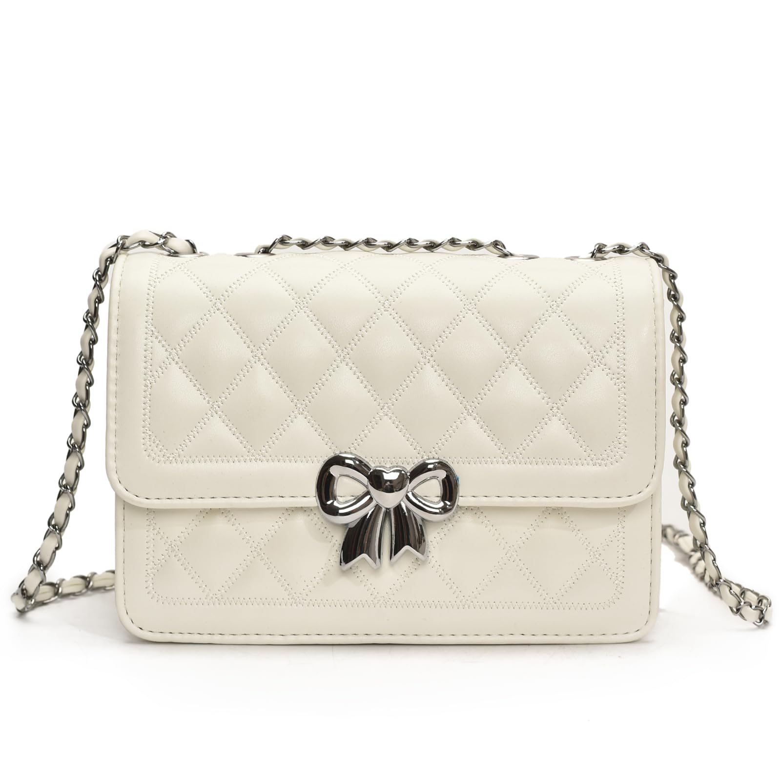 JANSBEN Handtasche Damen Klein - Kleine Umhängetasche Leder Crossbody Bag mit Kettenriemen Mehrere Fächer Tasche