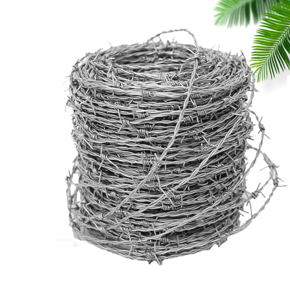 Rollo de Alambre de Púas, Alambre de Espino Galvanizado, Fuerte y Flexible Alambre Espino para Manualidades, Cercas y Repelente de Plagas,1.8mm,200m