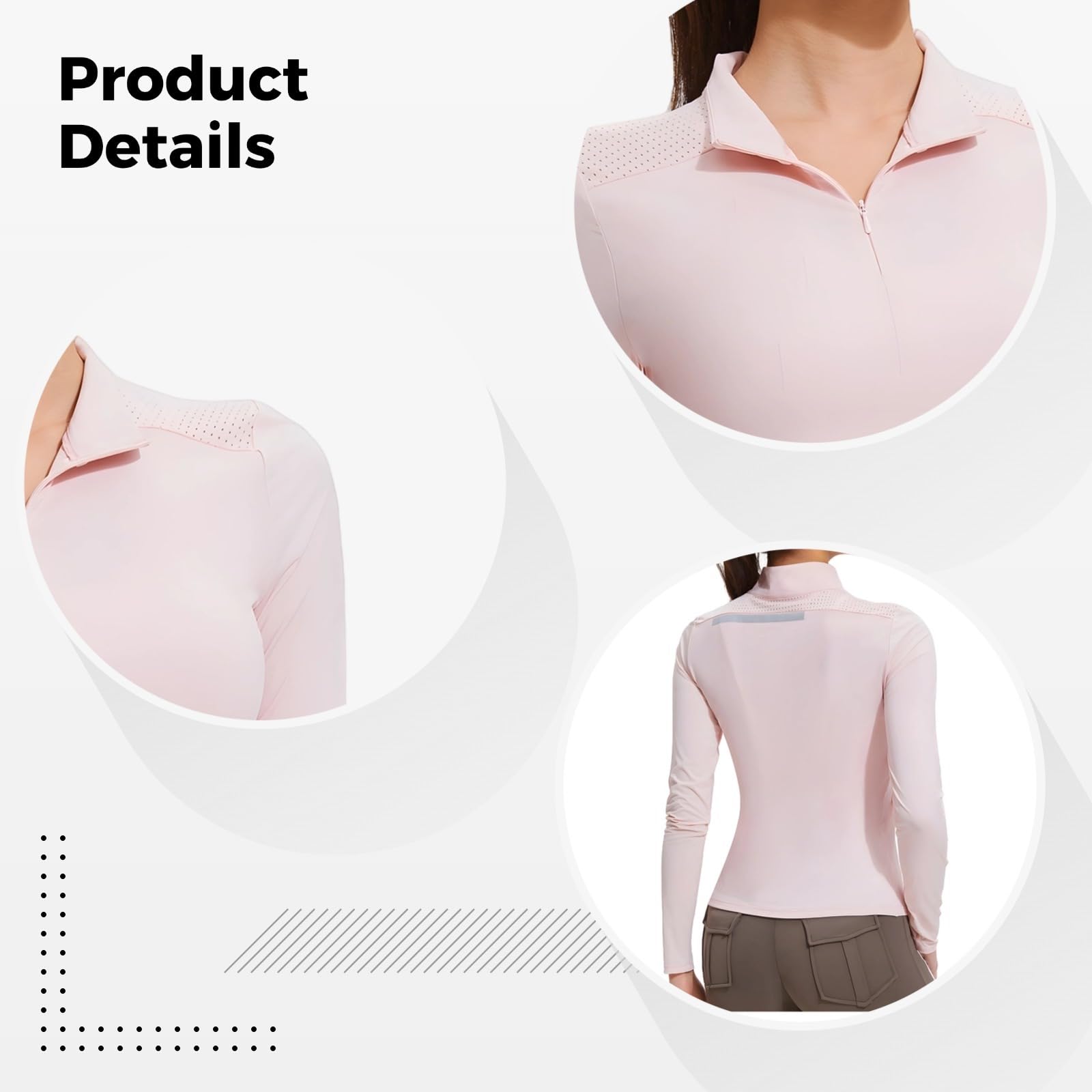 Camisetas de yoga para mujer, cuello alto, media cremallera, manga larga, diseño sin costuras para entrenamientos de yoga, altura de 5 pies 6 pulgadas a 5 pies 11 pulgadas, pesos de 149 a 165
