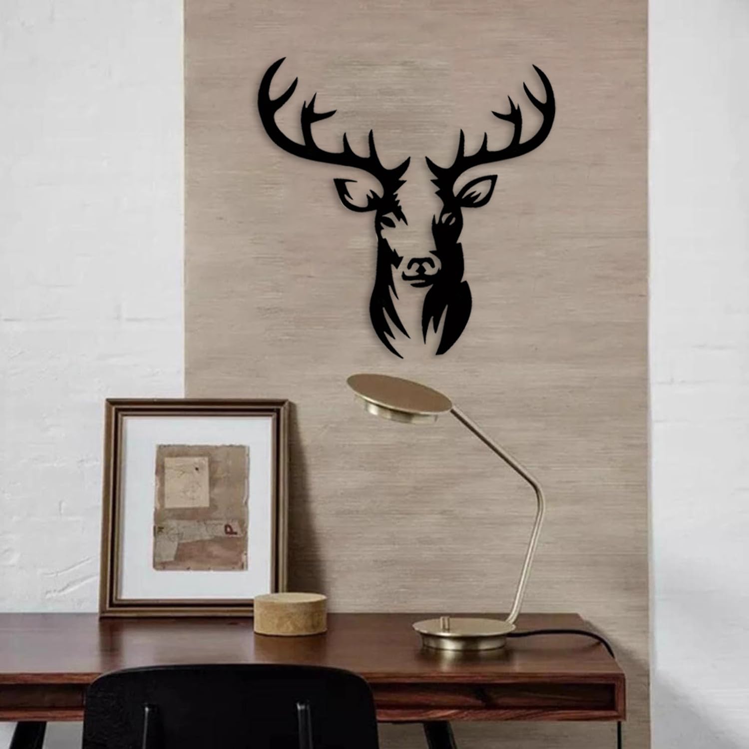 Huspox Grand Art Mural Cerf en Métal Décoration 41x45cm, Décoration de Chasse pour Salon