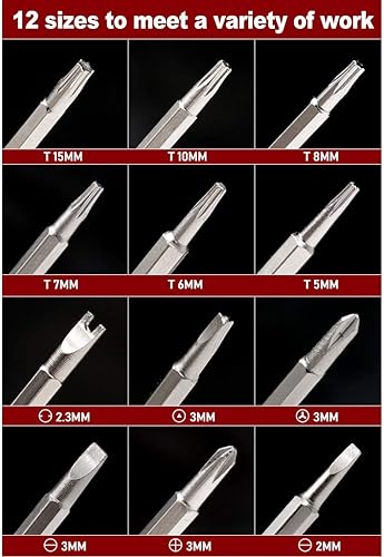 Miniatura 4 de JAGTRADE Juego de destornilladores profesionales de múltiples puntas Destornillador de mecanismo con puntas de extremo doble Mango de goma utilizado