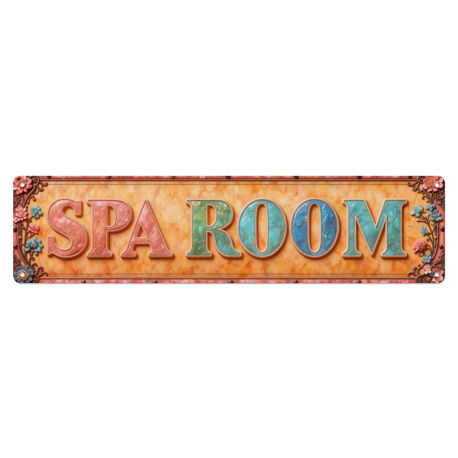 Floral Pattern With Colorful Letters Metal Tin Sign Plaque