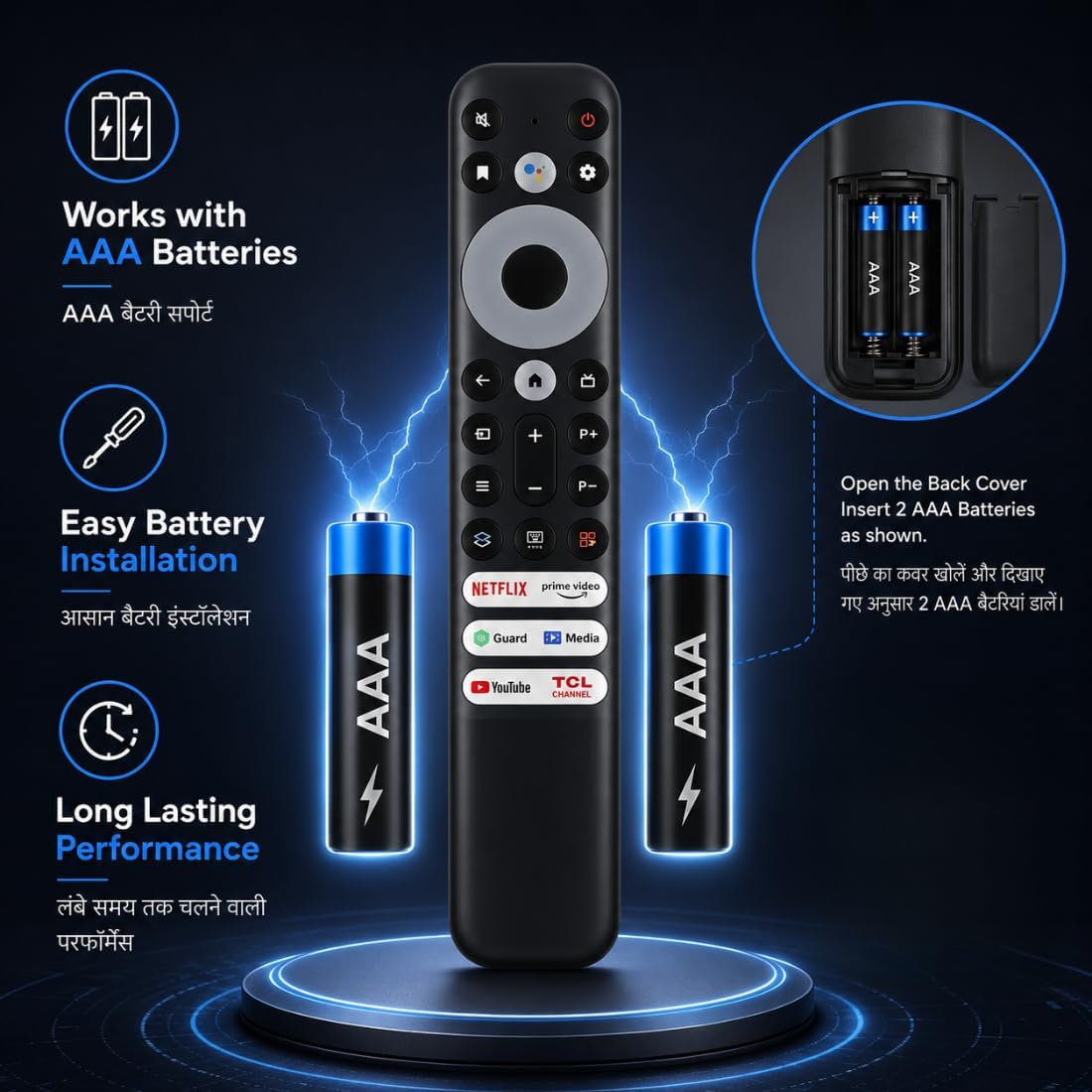 TCL TV Remote Replacement for TCL Smart TV (32/43/55 Inch LED TV) | Compatible with TCL Android & 4K UHD TVs | No Pairing Required | Model 902V — Amazon image 7