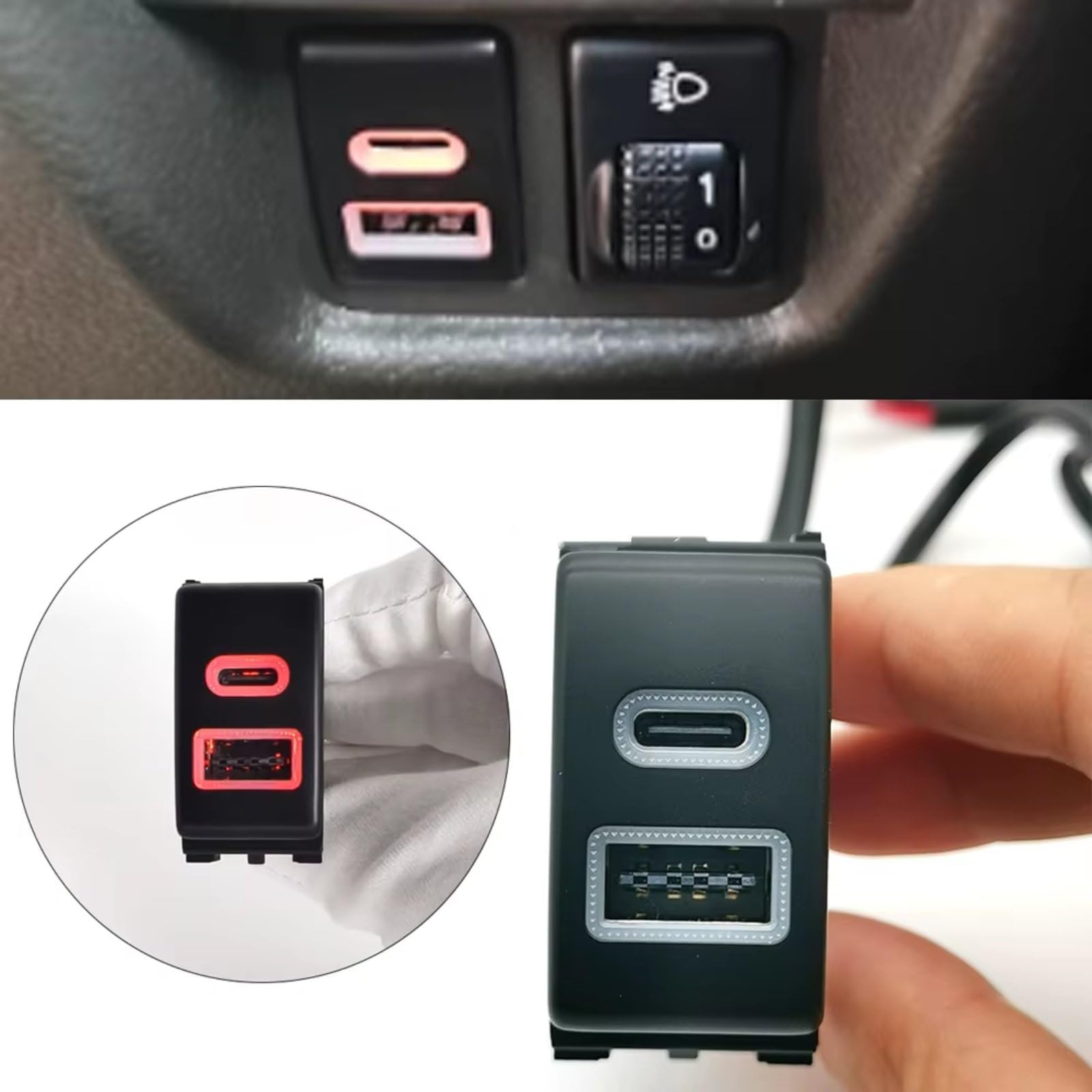 Presa USB Per Console Compatibile Con Nissan Per Sylphy Per X-Trail Car QC3.0 Ricarica Audio Doppie Porte Presa Adattatore Caricabatterie Ricambi Auto