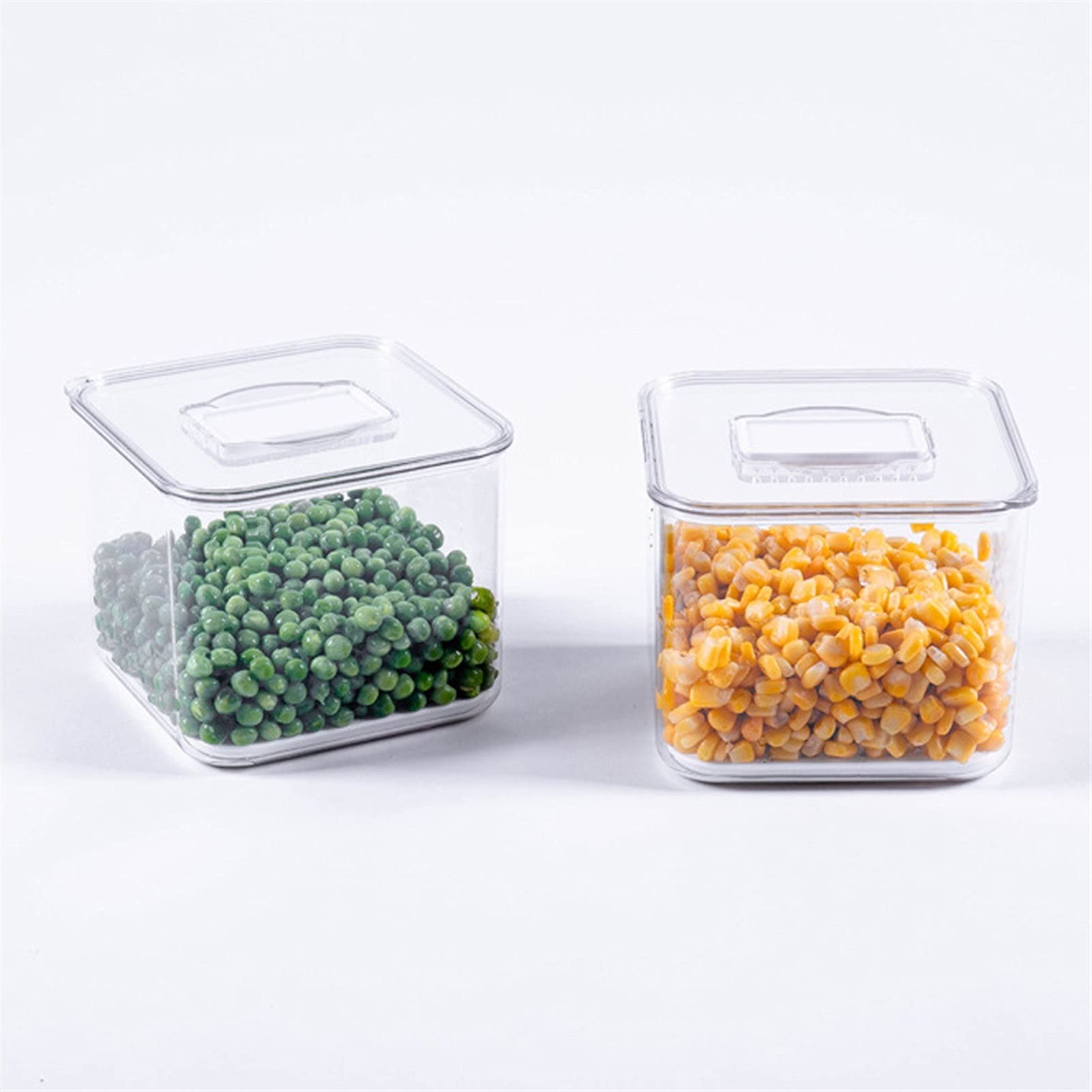 Dispensador de comida de cocina Cocina refrigeradora Fruta Vegetal Drenaje Caja de almacenamiento Transparente Doble Deck Plástico Sellado Caja de almacenamiento Bin Freezer Organizer Cocina casera
