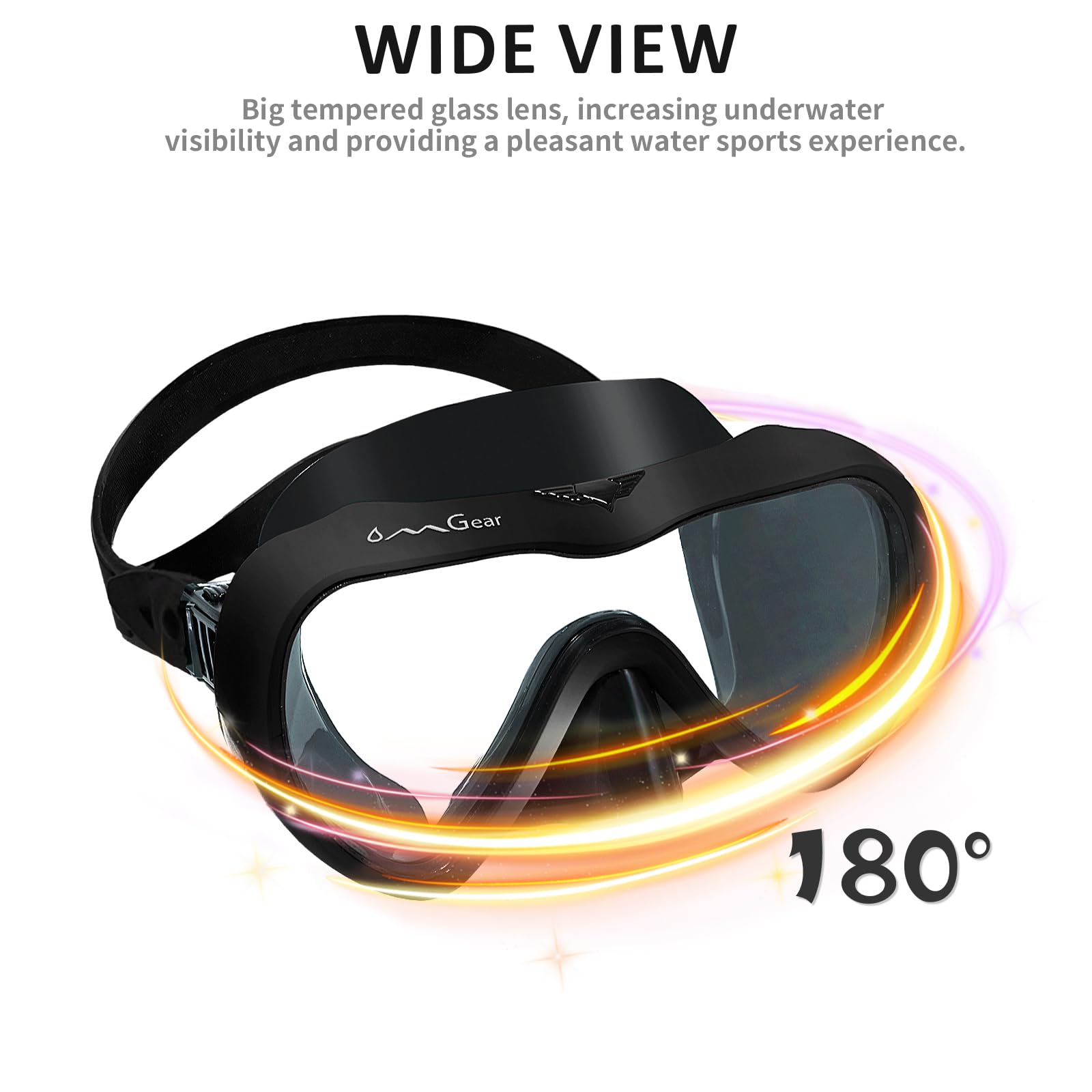 OMGear Máscara de buceo, equipo de esnórquel, máscara de esnórquel para niños y adultos, gafas de natación de silicona con cubierta de nariz para buceo, pesca submarina, correa de neopreno resistente