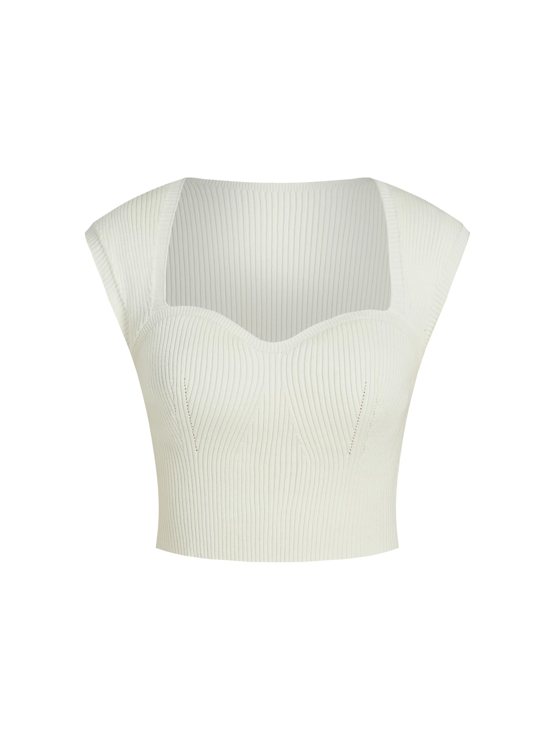 CIDER Crop Top Sweetheart Neckline Tank Tops Slim Fit Sleeveless Knit Trendy Cute Going Out