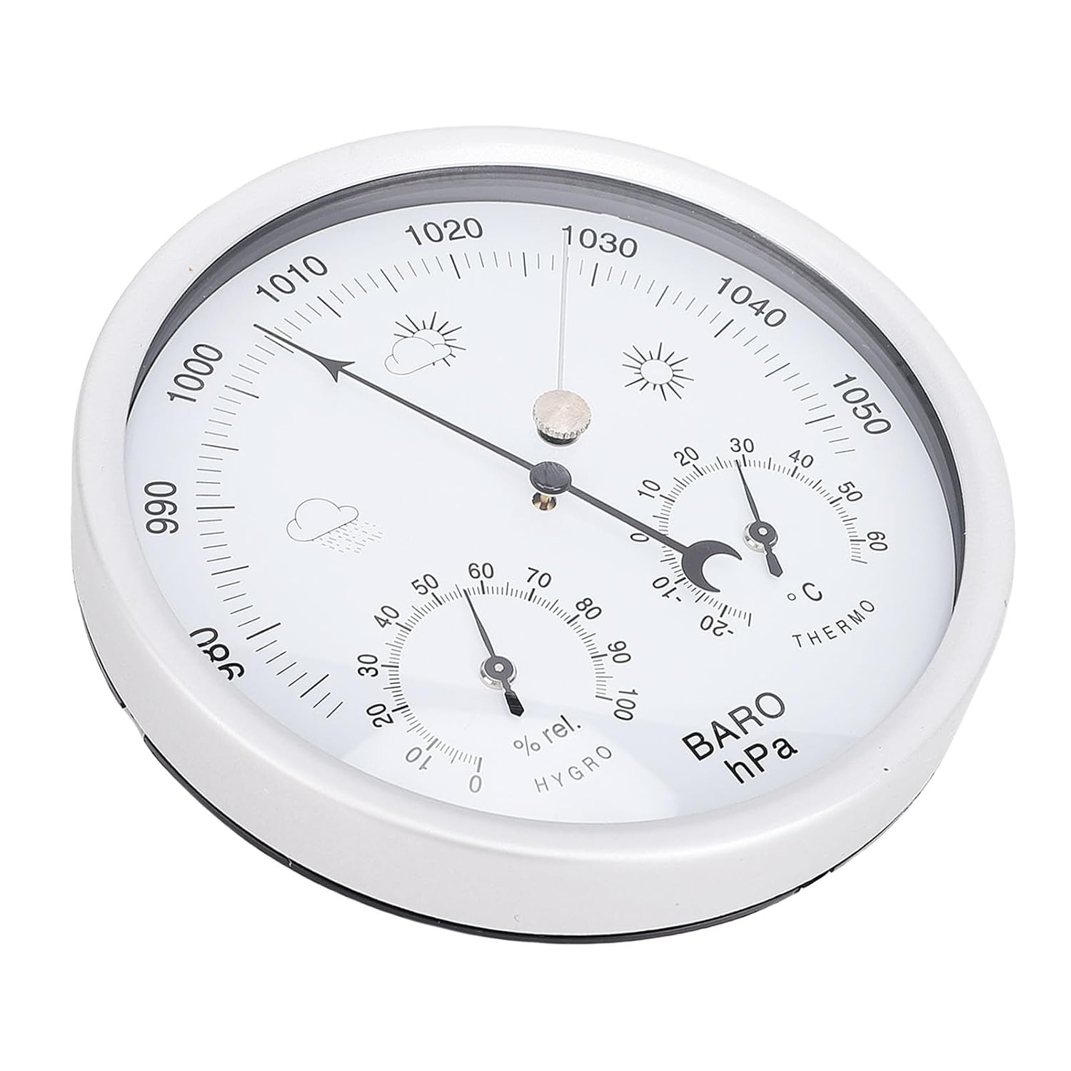 Three in One Weather Station, 5.2in Thermometer Hygrometer, Needed Wall Thermometers Round Diameter, Outdoor Thermometer Large Numbers, Thermometers for Patio Indoor Outdoor