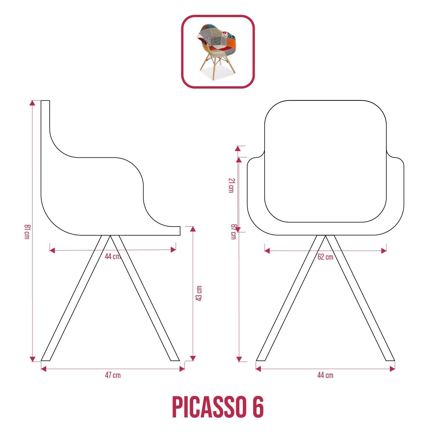 Buybuy Poltroncina Serie Picasso con Seduta in Tessuto Patchwork Colorato Cucito a Mano Imbottito di Morbida Spugna, Piedi in Legno di Faggio, Stile Moderno