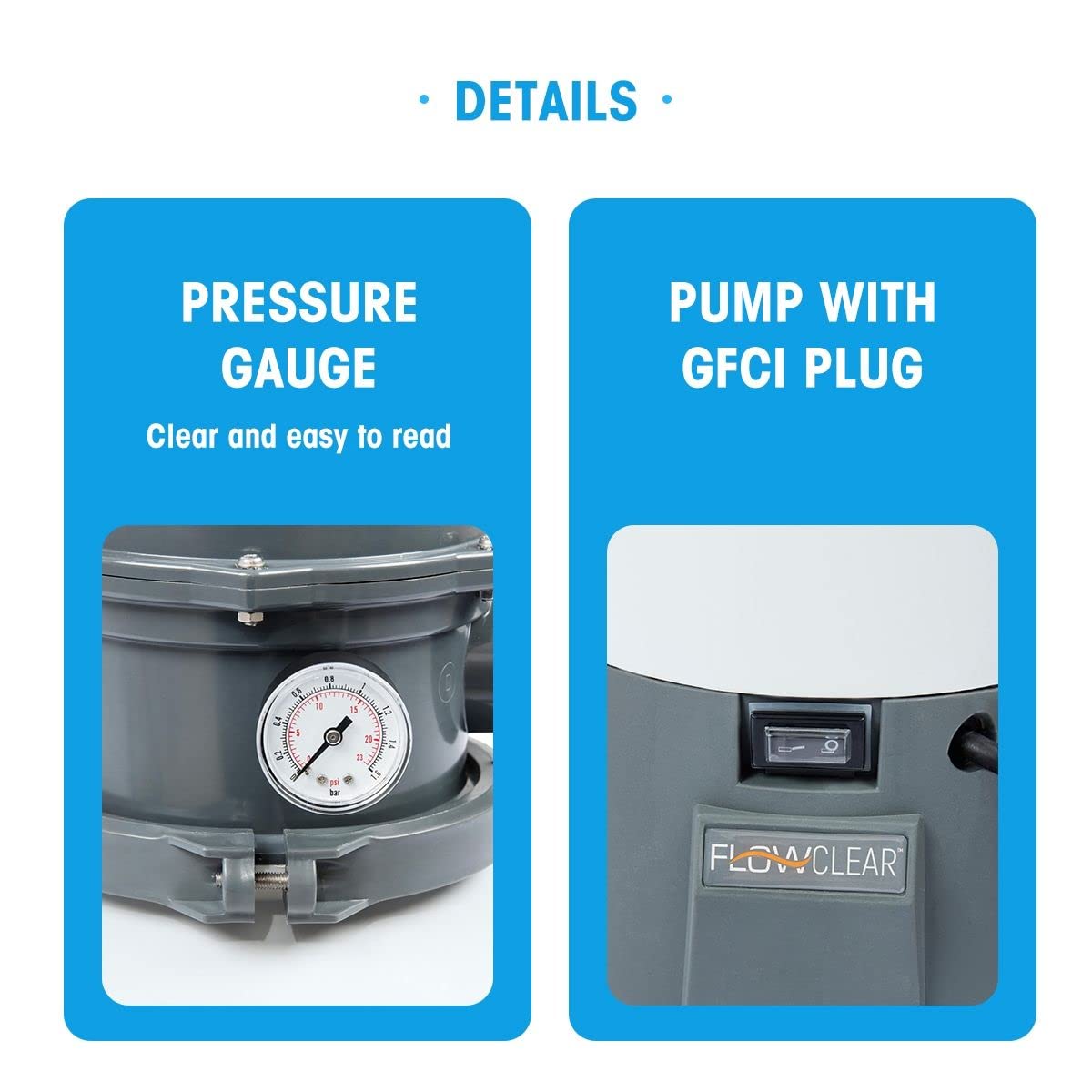 Bestway 58515 Flowclear Pompe de filtration à sable pour piscines hors sol, débit 3028 l/h