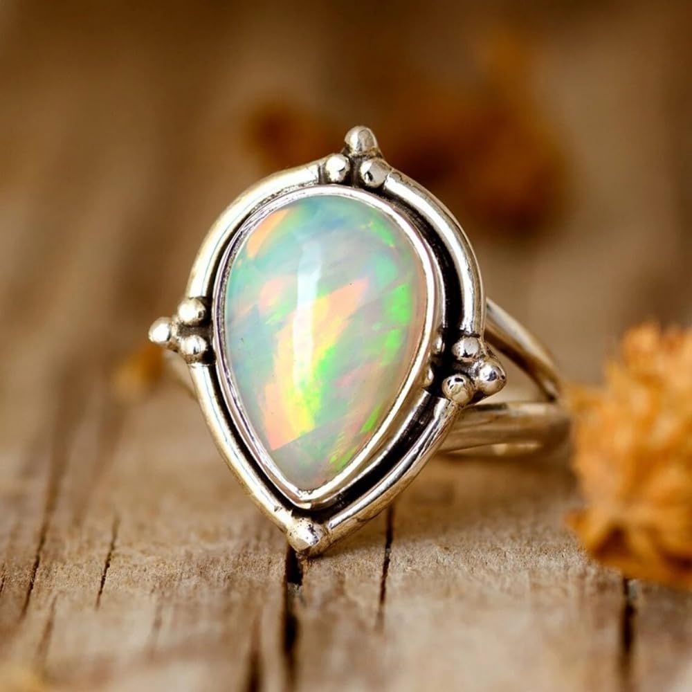 Silver Plated Teardrop Polychrome Stone Inlaid Vintage Personalized Accessory Ideal for Women's Daily Casual Wear Party Holiday Anniversary Love
