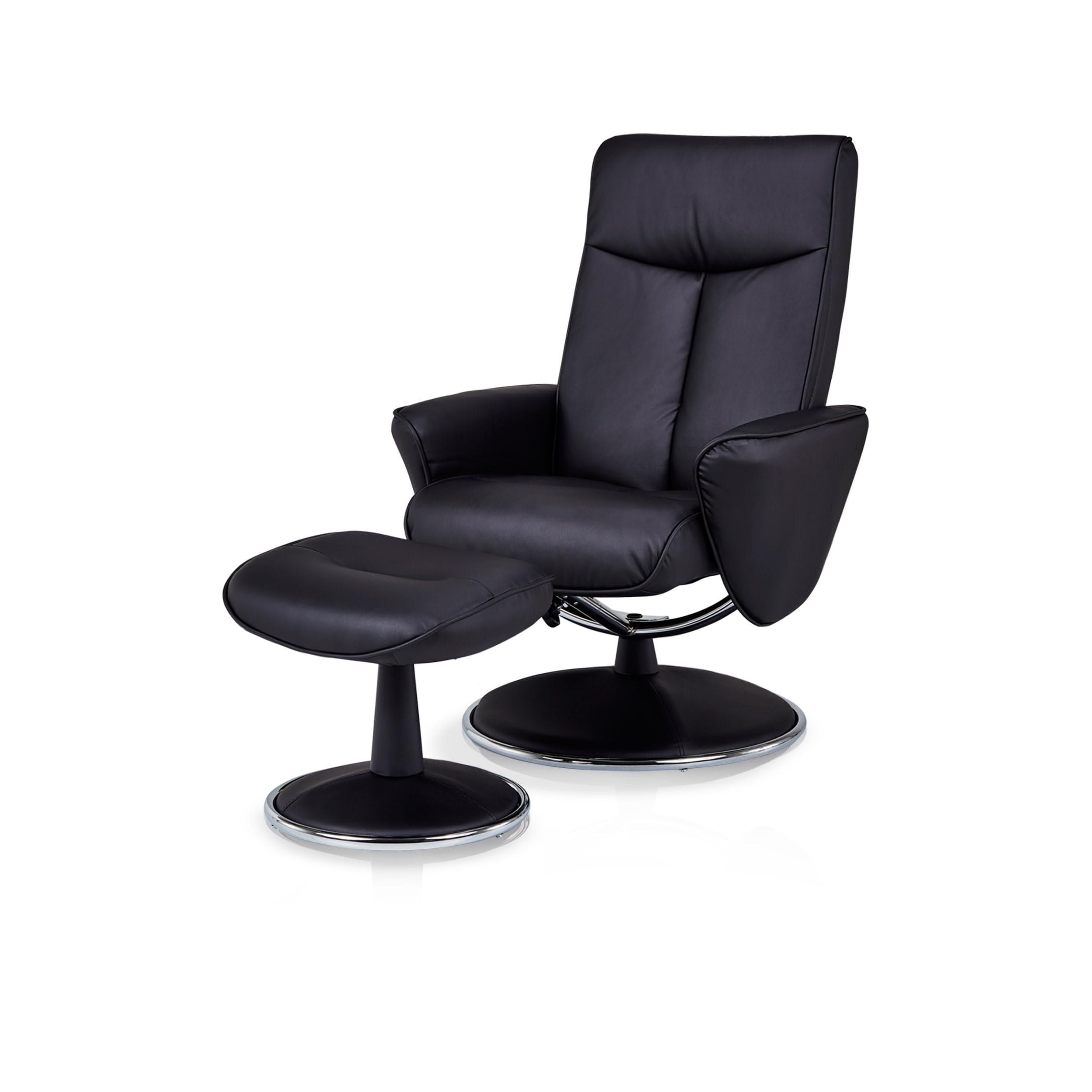 KHG Relaxsessel Schwarz Kunstleder mit Fußablage Relaxfunktion 82x104,5x110cm Sitzhöhe 46cm Sitzbreite 53,5cm