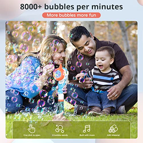 Bubble Machine For Kids,Automatic Bubble Blower For Toddlers Bubble Maker With Music Light Bubble Solution Bubble Wand 8000+Bubble/Min Summer Outdoor Bubble Toys Birthday Party Gift For 3-8 Boys Girls #TOP3
