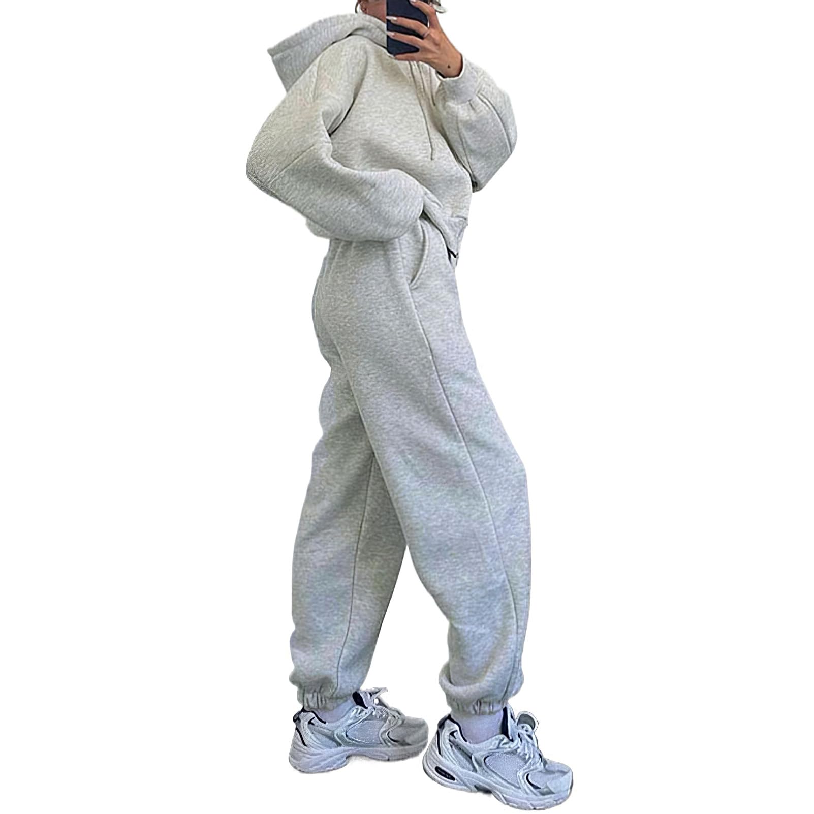 amropi Survêtement Femme 3 Pièces Ensemble de Veste à Capuche et Gilet Débardeur et Pantalon Jogging