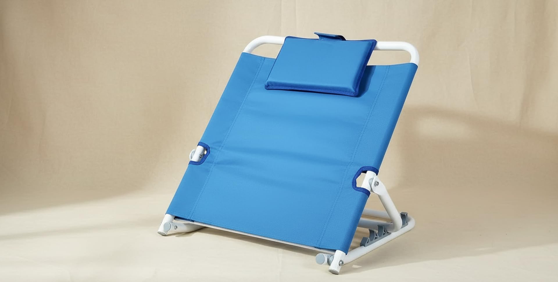 Ausilium Alzacuscino Schienale Regolabile in 5 Posizioni, Struttura in Acciaio, Rivestimento in Nylon Traspirante, Poggiatesta Imbottito, Ideale per Lettura, Relax e Pasti a Letto