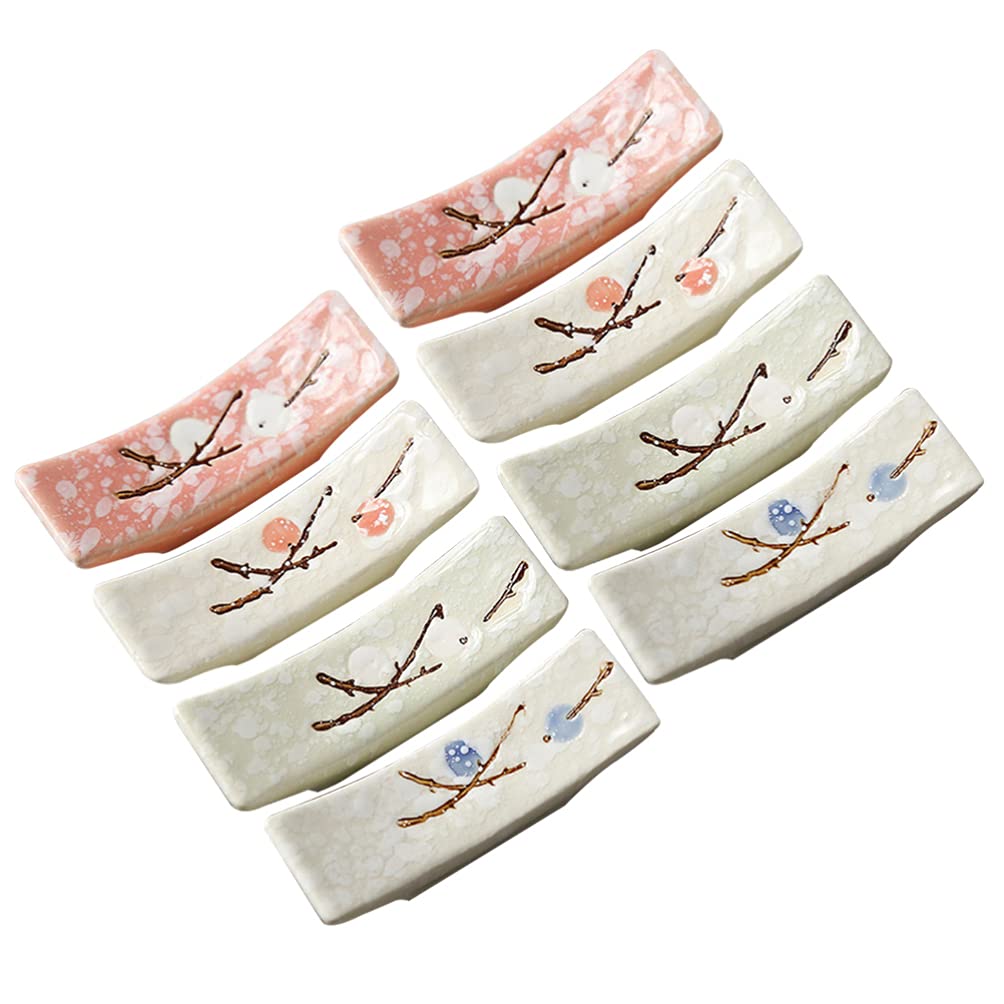 Générique Lot de 8 Supports de Baguettes en céramique, Motif Fleur de Prunier, Support de Baguettes en céramique, Support de Baguettes, Support de cuillère et de Fourchette (Couleur aléatoire)