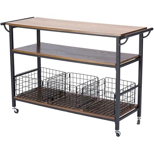 Baxton Studio Lancashire Wood and Metal Kitchen Cart, Brown