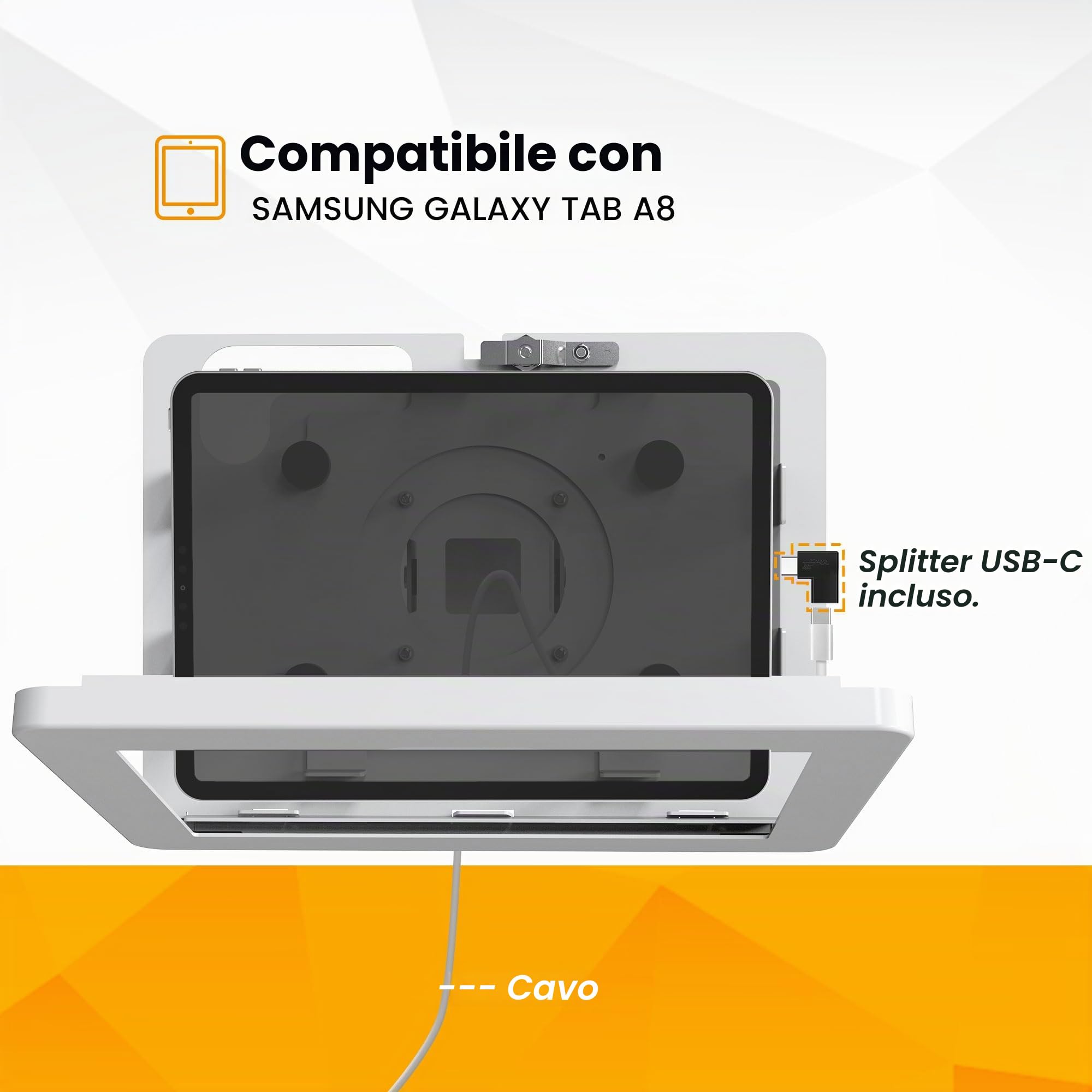 Supporto a parete per tablet per Samsung Galaxy Tab A8 10,5", supporto commerciale antifurto per tablet con serratura e chiave, adatto a palestre, biblioteche, laboratori e sale espositive