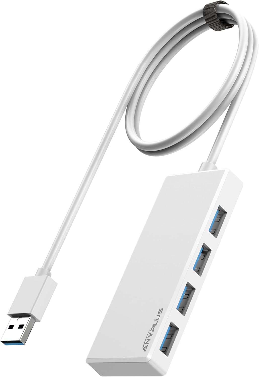 USB Hub, Multiport USB Splitter Adapter, 2 ft Long Cable USB 3.0 Hub, USB Extender for Laptop, PC, iMac, Surface Pro, MacBook, Mac Pro, Flash Drive, XPS, Mouse, HDD?White? 50cm Longline White-Plastic