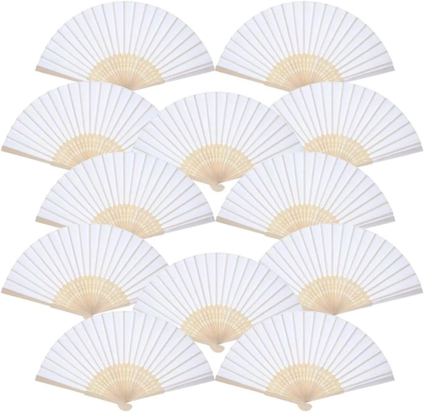 5 Pack Hand Held Fans White Paper Fan Folding Fans Handheld Folding Fan for Church Wedding Gift Party Favors DIY Decora