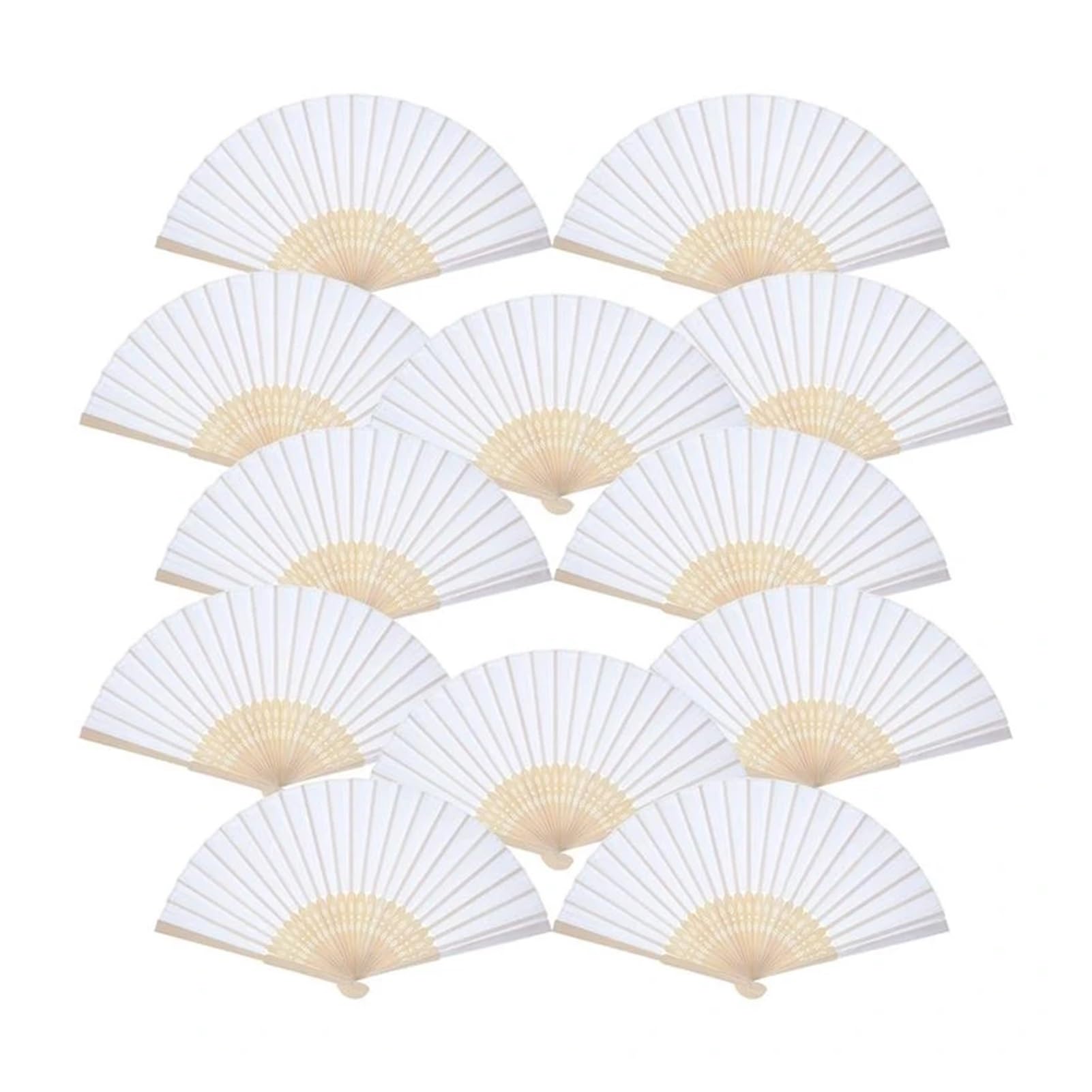 DYMKIE 5 Pack Hand Held Fans White Paper Fan Folding Fans Handheld Folding Fan for Church Wedding Gift Party Favors DIY Decora