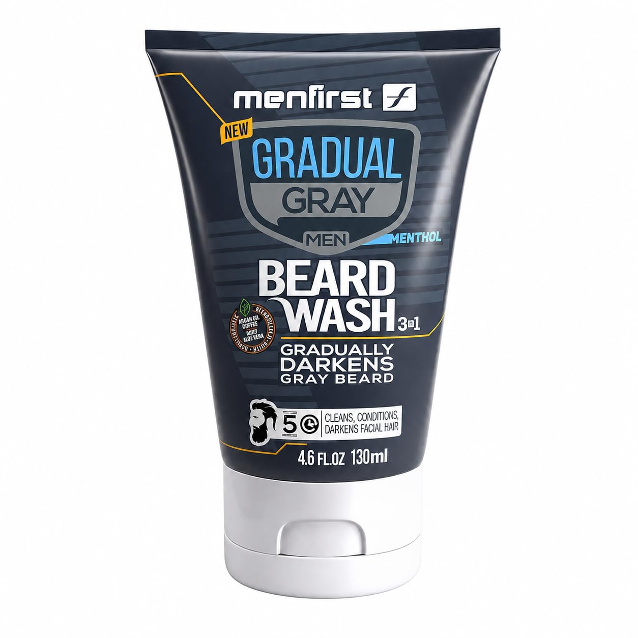 MENFIRST 3-in-1 Gradual Gray Beard Wash Shampoo for Men