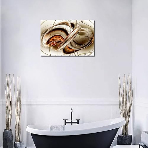 Miniatura 4 de First Wall Art - Arte de pared abstracto de líneas blancas y naranjas pintura en lienzo imágenes abstractas para decoración del hogar regalo