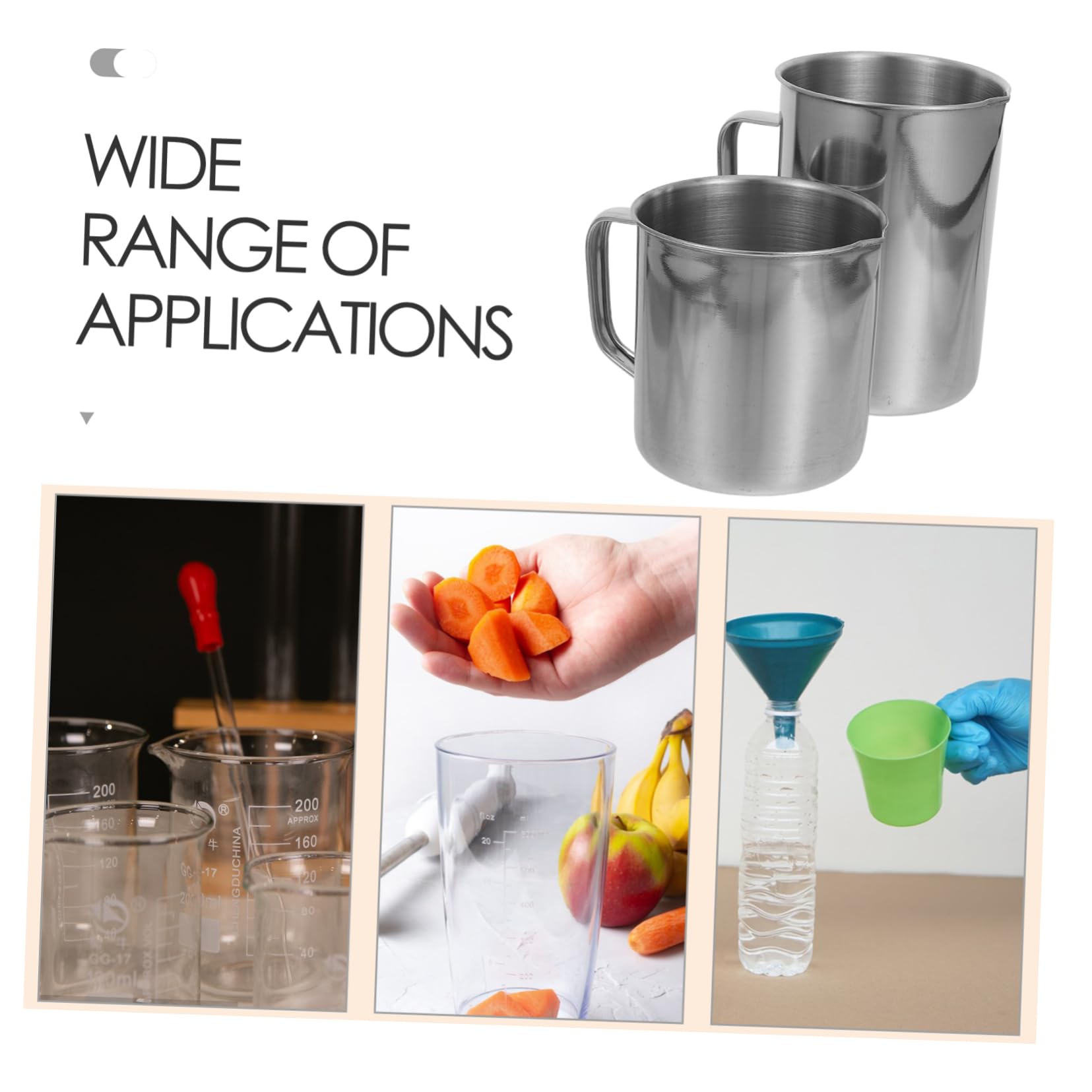Lot De 2 Tasses À Mesurer Robustes En Acier Inoxydable Pour Liquides Pour La Pâtisserie Les Laboratoires
