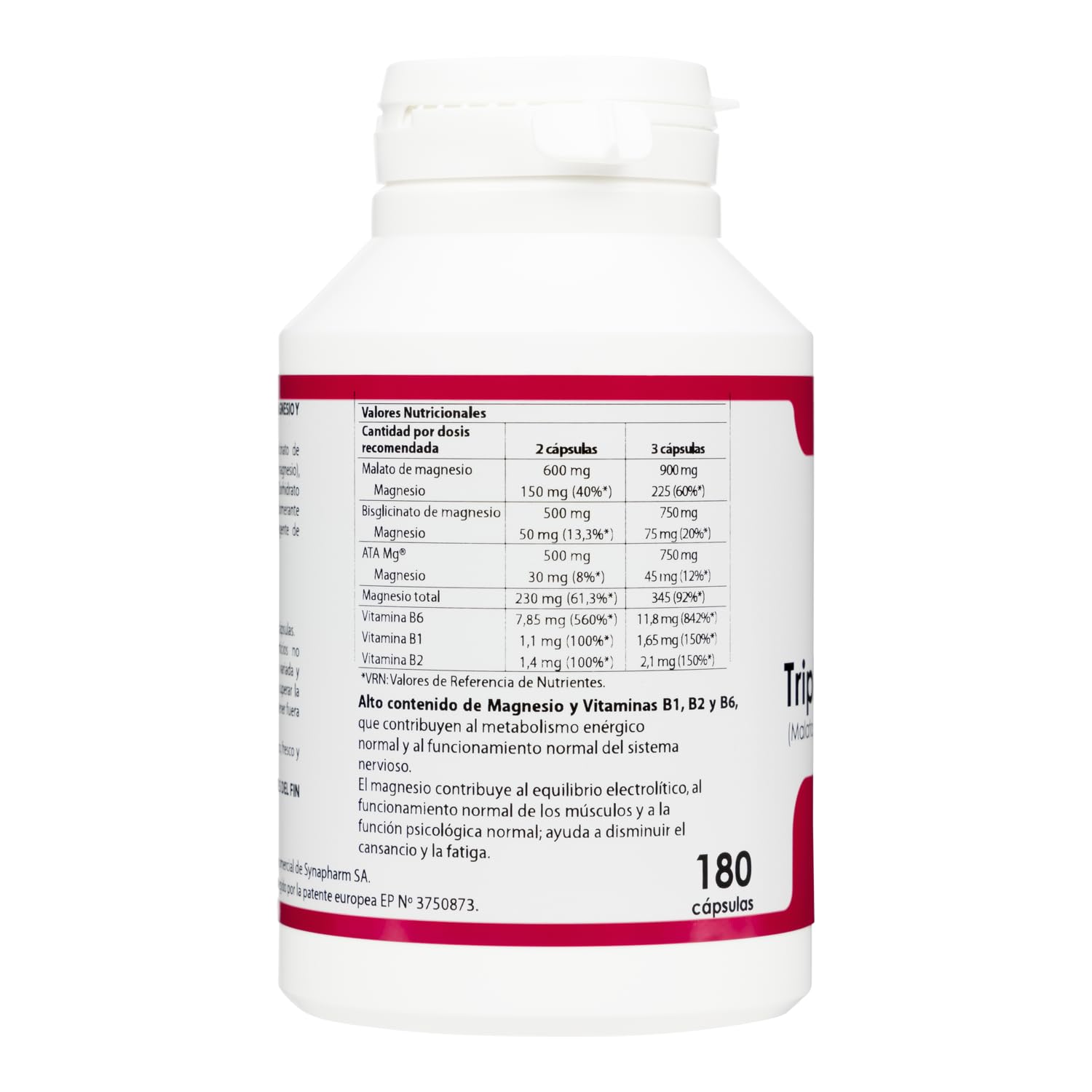 Equisalud - Holomega Triple Magnesio 180 Cápsulas - Ayuda a la Relajación Muscular y Sistema Nervioso - con Malato, Bisglicinato, ATA y Vitamina B6