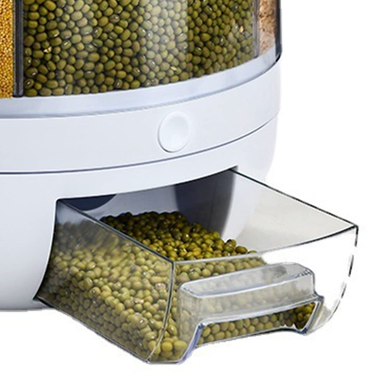 Wisecoco Contenitore Girevole per Cereali, Dispenser per Riso Rotante a 360°, 6 Griglie PP Dispenser per Alimenti, Contenitori per Alimenti Secchi con Coperchi Ermetici, Impermeabile (S 5KG)