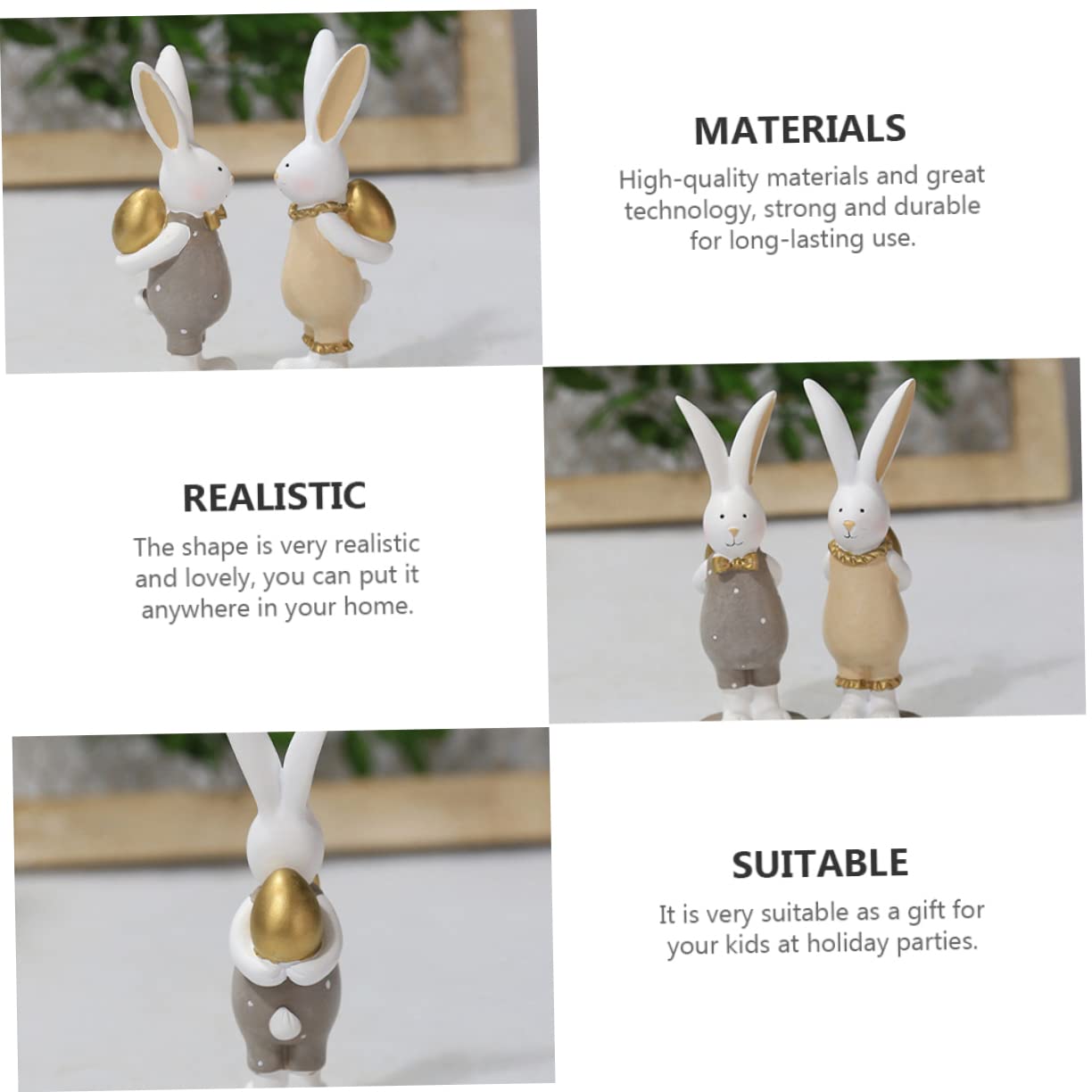 Estatua De Conejo De Pascua con Huevo Decoración para Fiestas De Pascua Resistente y Duradera