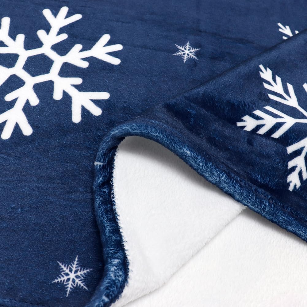 Christmas Throw Blanket Blue Snowflake Blanket Super Soft Flannel Fleece Blanket Winter Plush Fuzzy Warm Bed Blanket Christmas Holiday Decor for Couch Bed 50"X60" - Image 7
