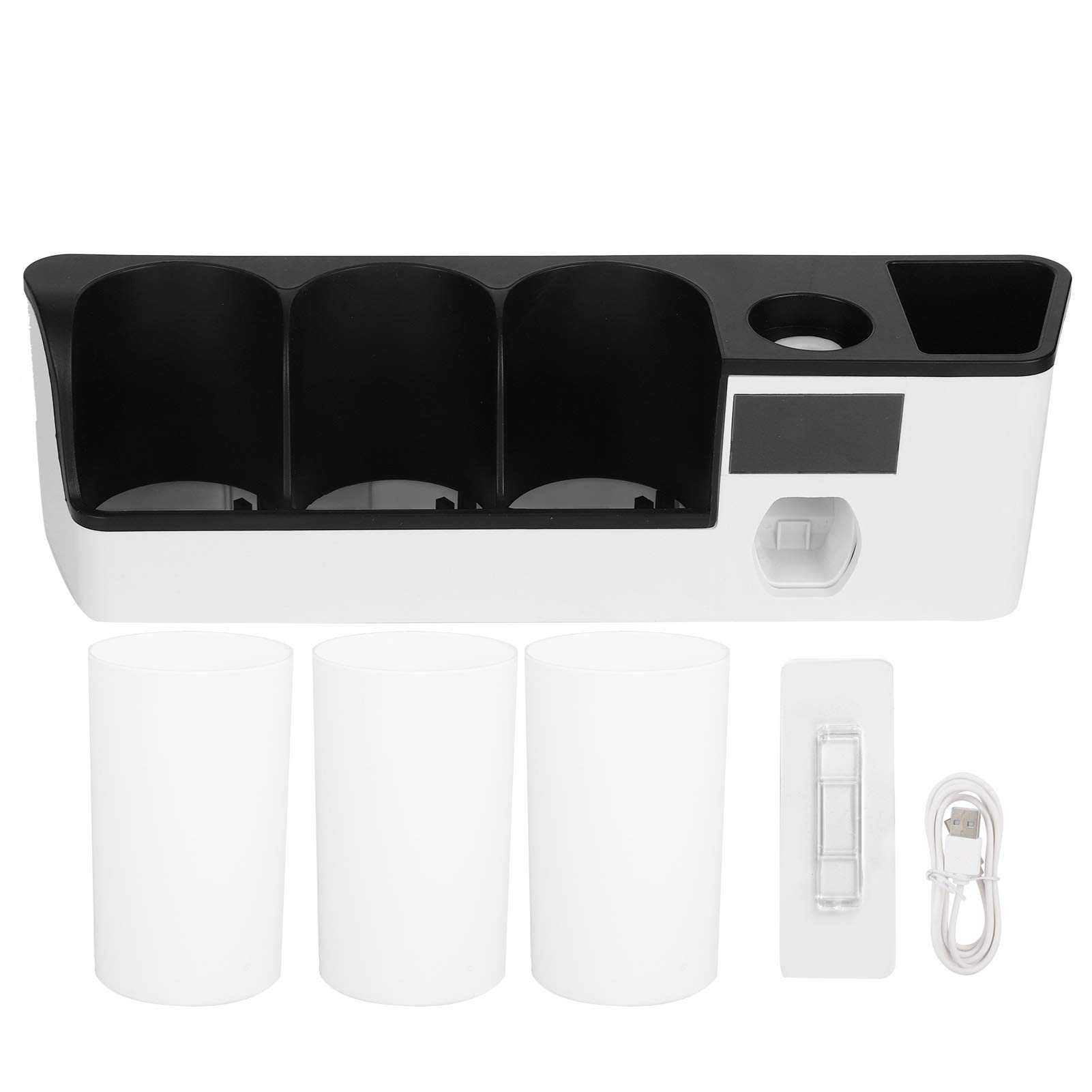 Sensor De Cepillo De Dientes, Soporte De Pared para Cepillo De Dientes con Exprimidor Dispensador De Pasta De Dientes, Carga USB, Sensor Infrarrojo