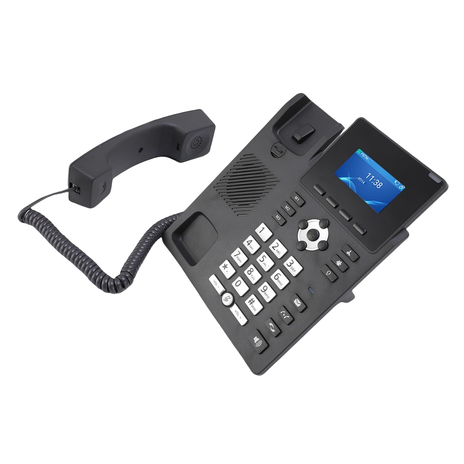 Generic Telefono IP per Aziende con Display da 24 Pollici, Telefono da Scrivania VoIP a Doppia per Uffici, Dispositivo di Telecomunicazione Compatibile con Cuffie con Cancellazione del Rumore, PoE e