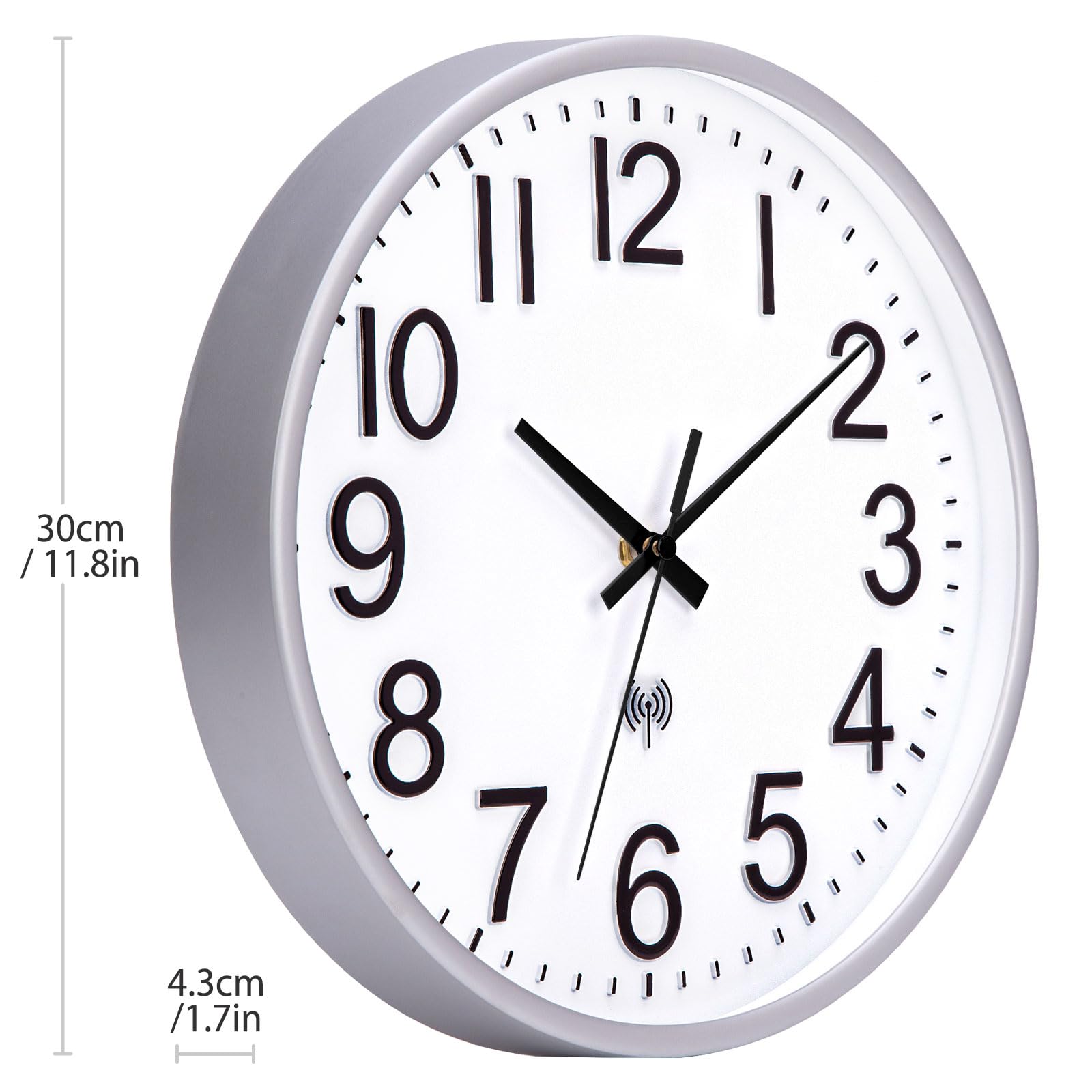 Orologio Da Parete Radiocontrollato 30cm ACCSHINE - Senza Ticchettio, Autoaggiornamento Ora Legale - Batteria AA