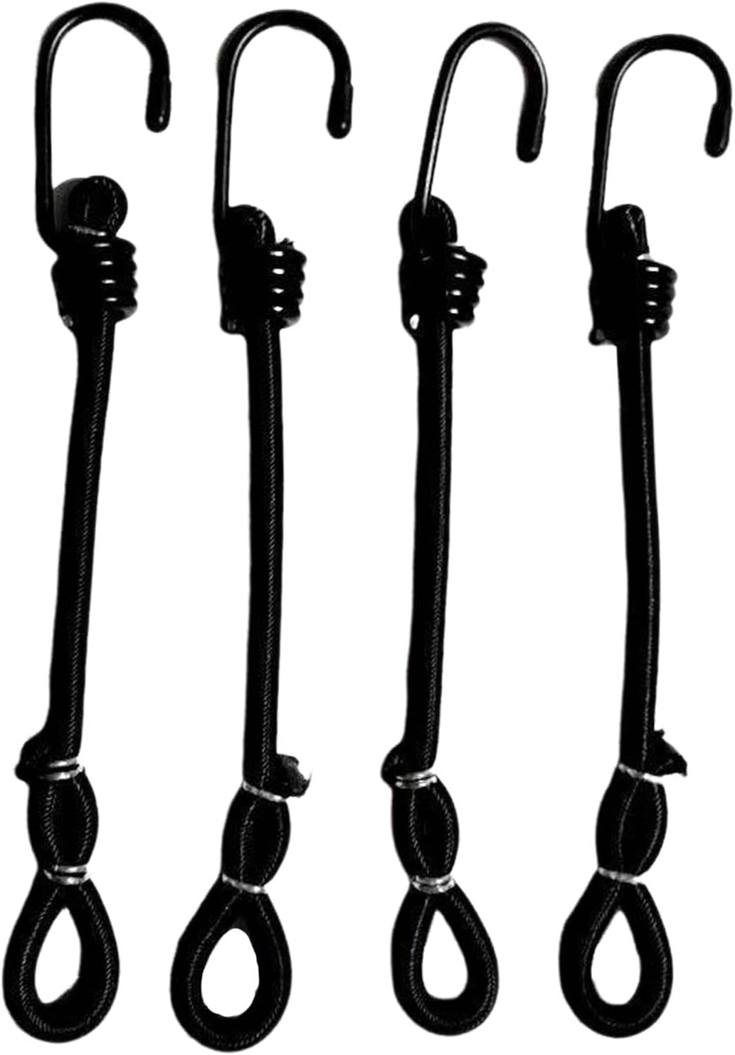 4 pcs Bungee Cords with Hooks, 6m Heavy Duty Elastic Straps Tie Downs