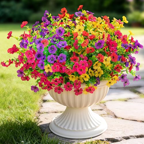 16 Bundles Artificial Fake Flowers Plants for Outdoors Spring Summer Decor,Faux Flowers Plant Silk...