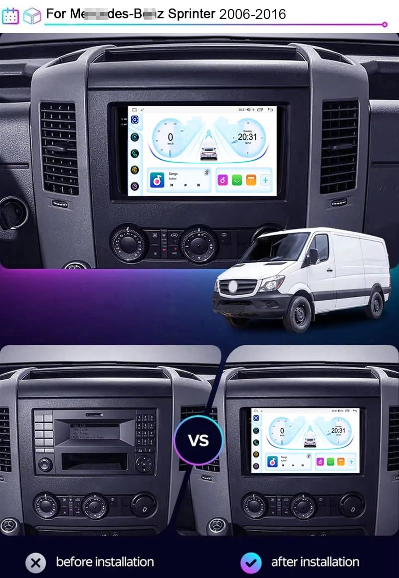 10-calowy dotykowy radio GPS dla Sprinter 2006-2016, obsługuje BT WiFi Mirror Link 4G sterowanie z kierownicy(HM612 8 Core 4G+Wifi 12+256GB)